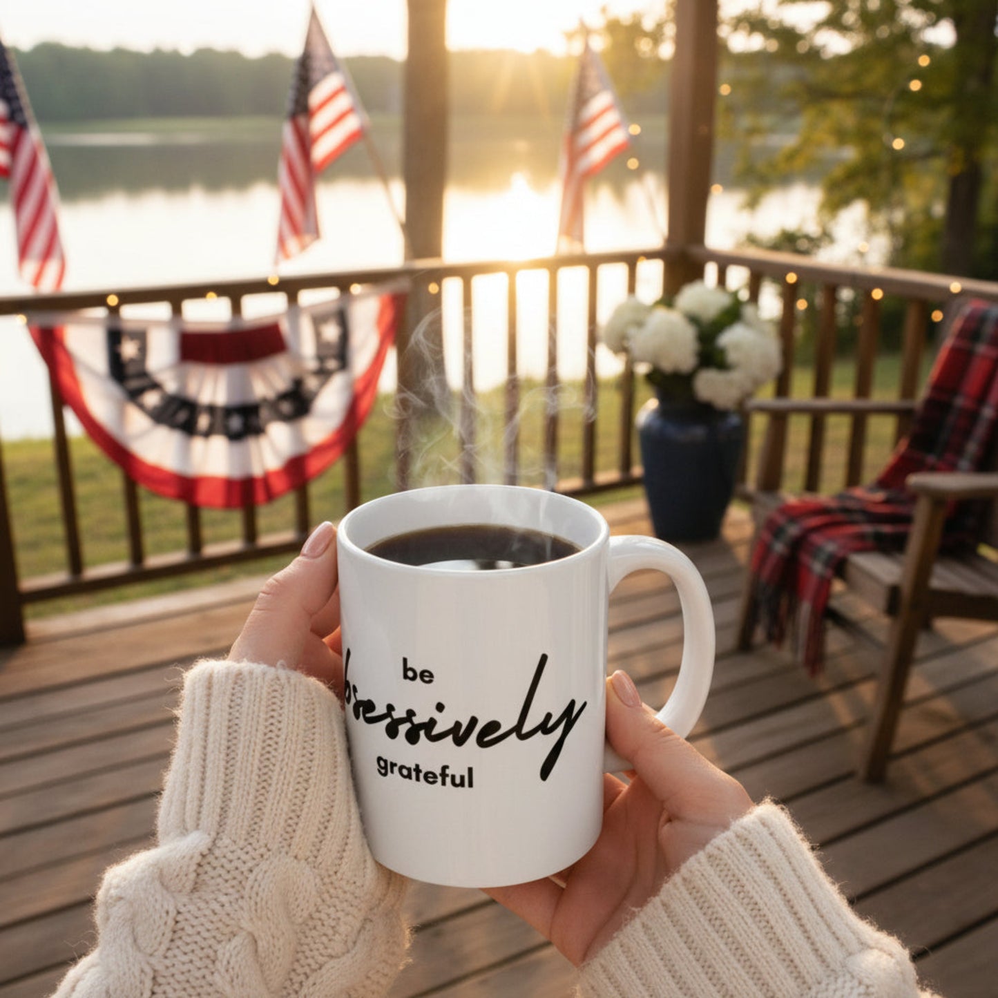 be obsessively grateful - Black Print - White Ceramic Mug - 11oz - 15oz