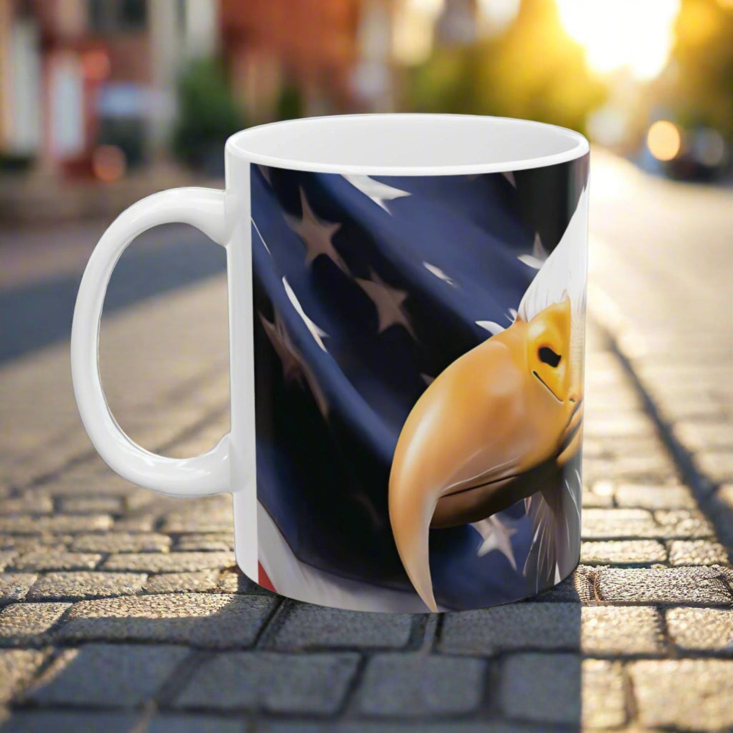 Patriotic Red White & Blue Mug - American Flag & Bald Eagle - 11oz/15oz - 4th of July Gift