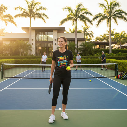 Crazy Pickleball Lady T-Shirt - Funny Pickleball Tee - Unisex Graphic Shirt - XS-5XL